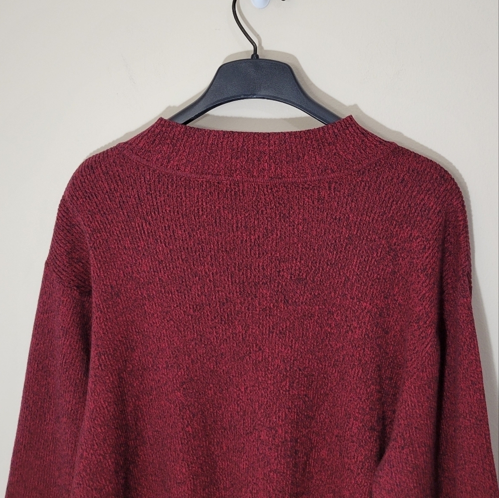 Liz Claiborne Woman Burgundy Wine Black Mock Neck Ribbed Knit Sweater Size 3X - Picture 4 of 9